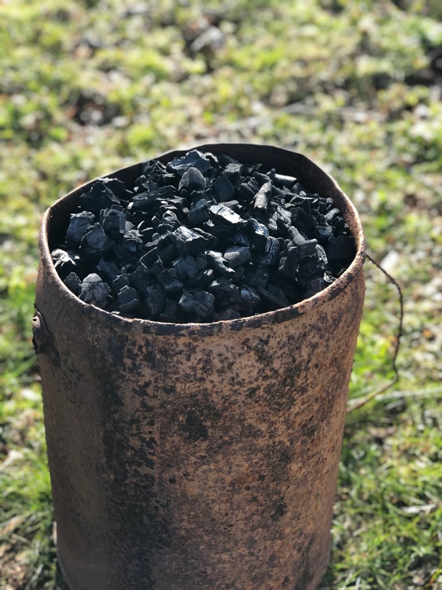 Final product. A bucket of charcoal