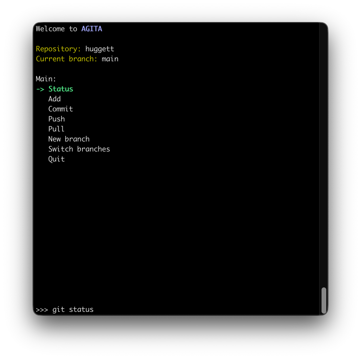 Agita terminal UI