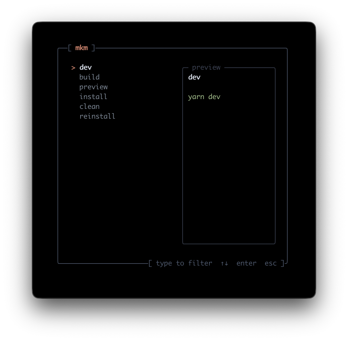 MakeMe terminal UI